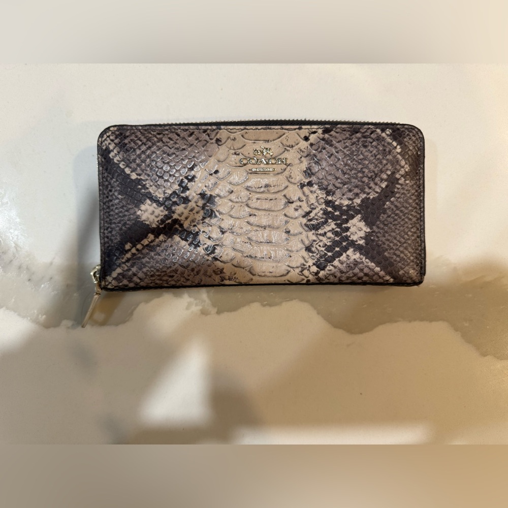 Coach Accordion Zip Wallet In Python Embossed Leather